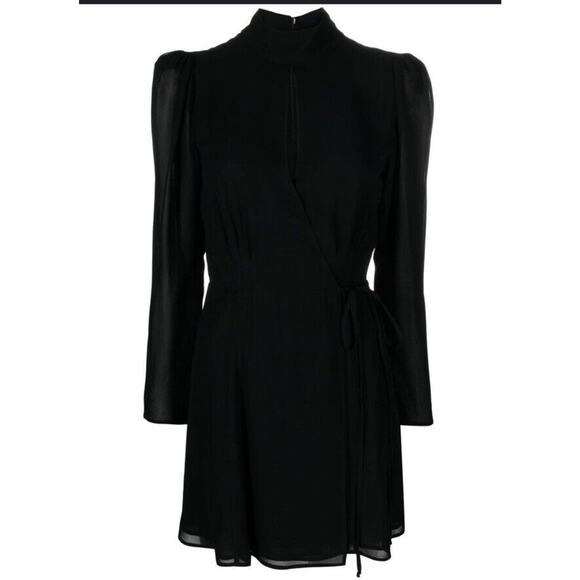 Reformation Dresses & Skirts - NWT Reformation Black Ottessa Wrap Mini L/S Dress Women's Size Medium $248 MSRP